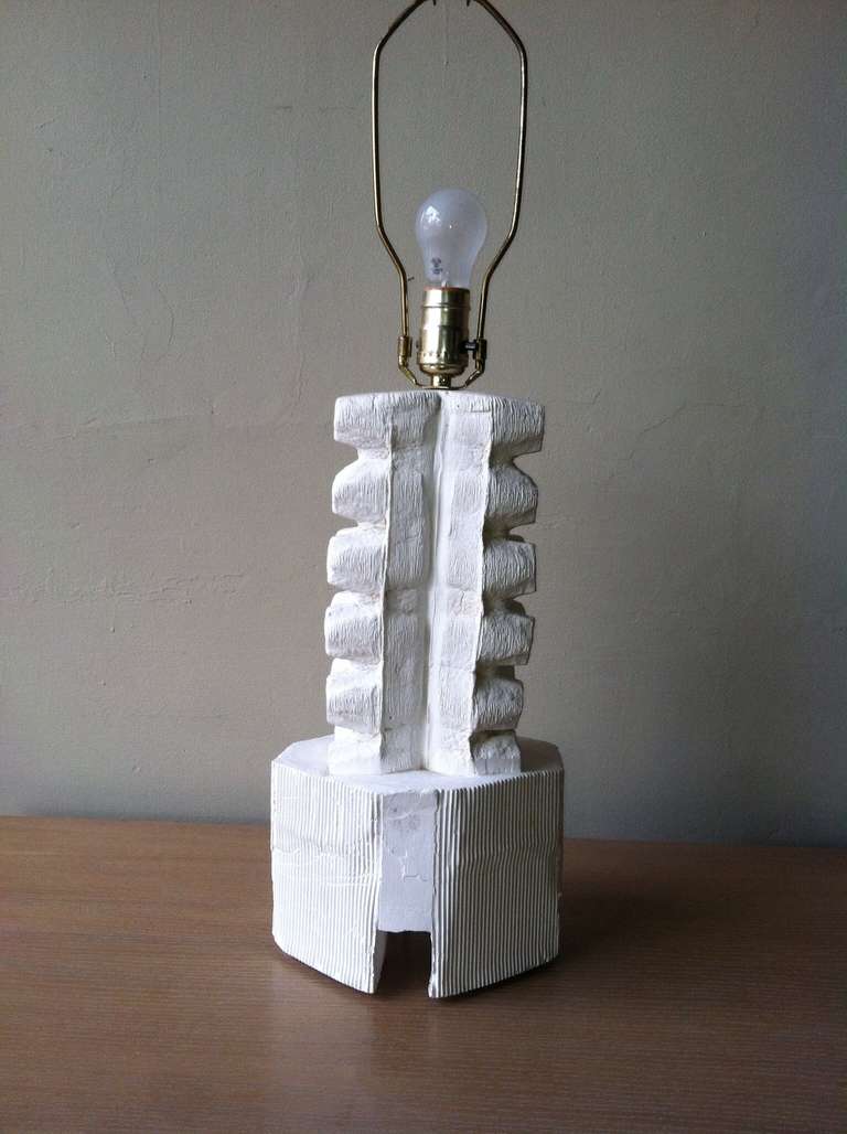 20th Century Sculptural Plaster Egg Carton Table Lamp For Sale