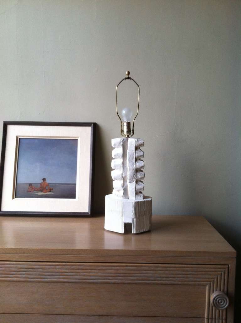 Sculptural Plaster Egg Carton Table Lamp For Sale 3