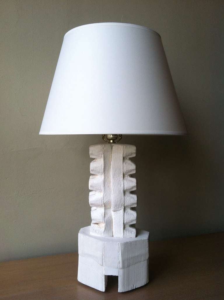 American Sculptural Plaster Egg Carton Table Lamp For Sale