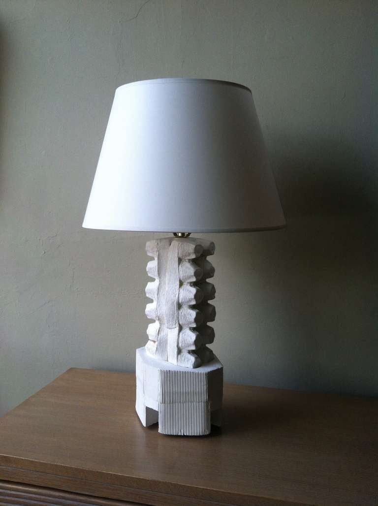 Sculptural Plaster Egg Carton Table Lamp In Excellent Condition For Sale In San Francisco, CA