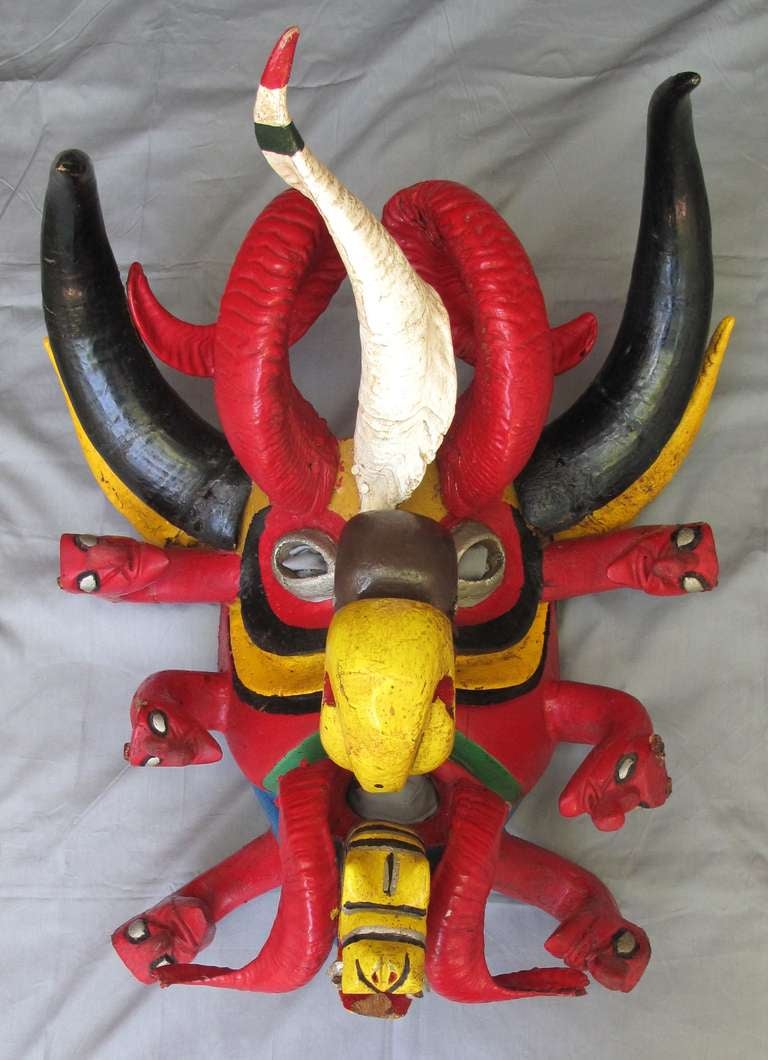 Tribal Mexican Devil Dance Mask For Sale