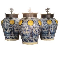 Vintage Set of three Pueblan Talavera "Chocolate" Jars.