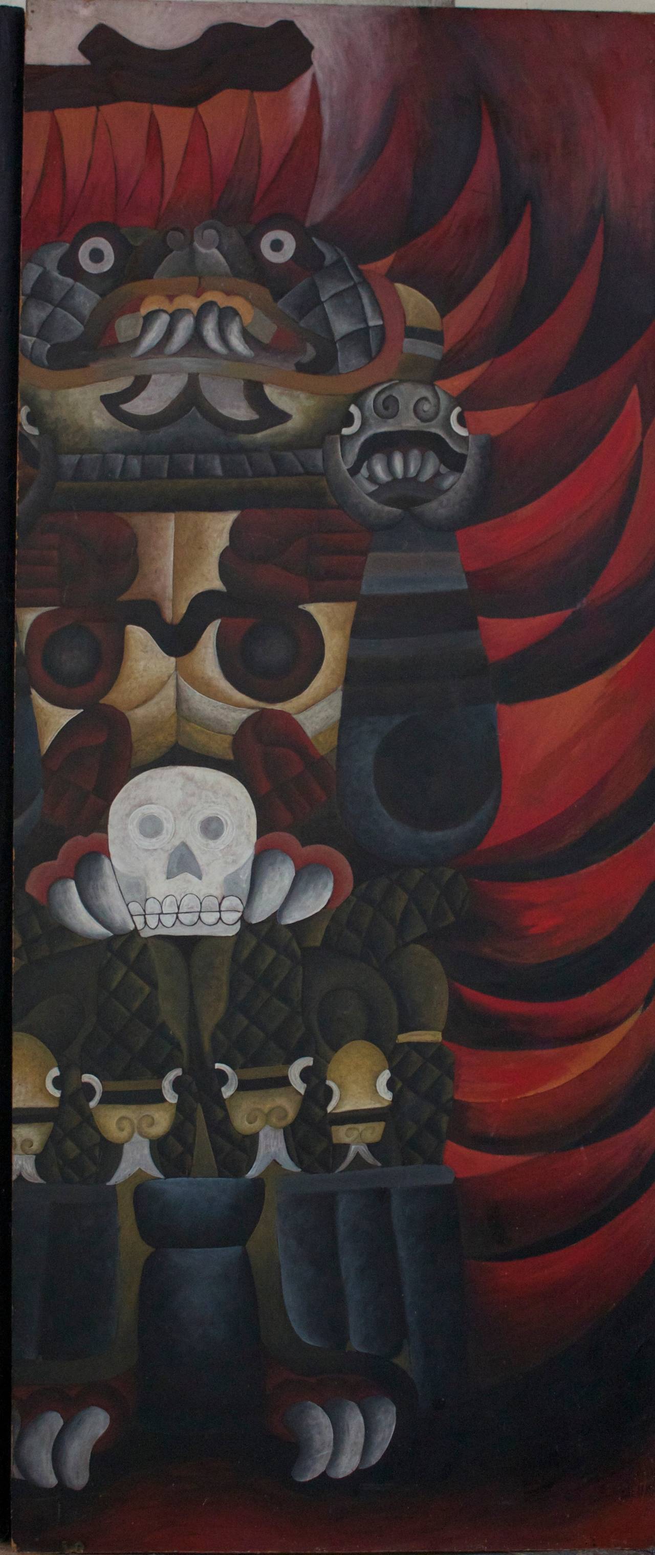Cortez: The Conquest of Mexico Four-Panel Screen Painting For Sale 1