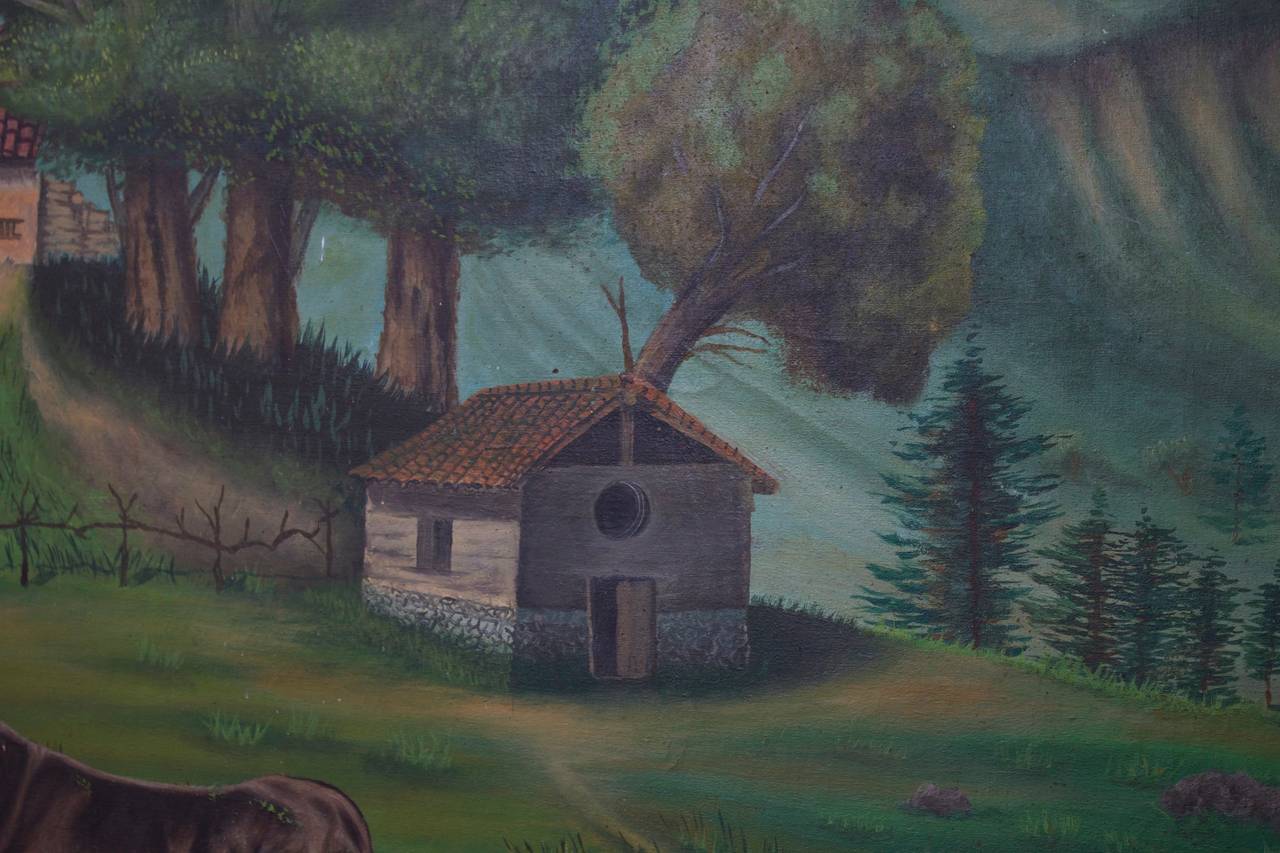 20th Century Naïve/Primitive Landscape Painting For Sale
