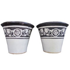 Mexican Black and White Glazed Flower Pots