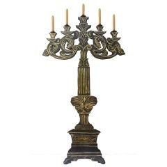 Mexican Black and Gold  Wooden Candelabras