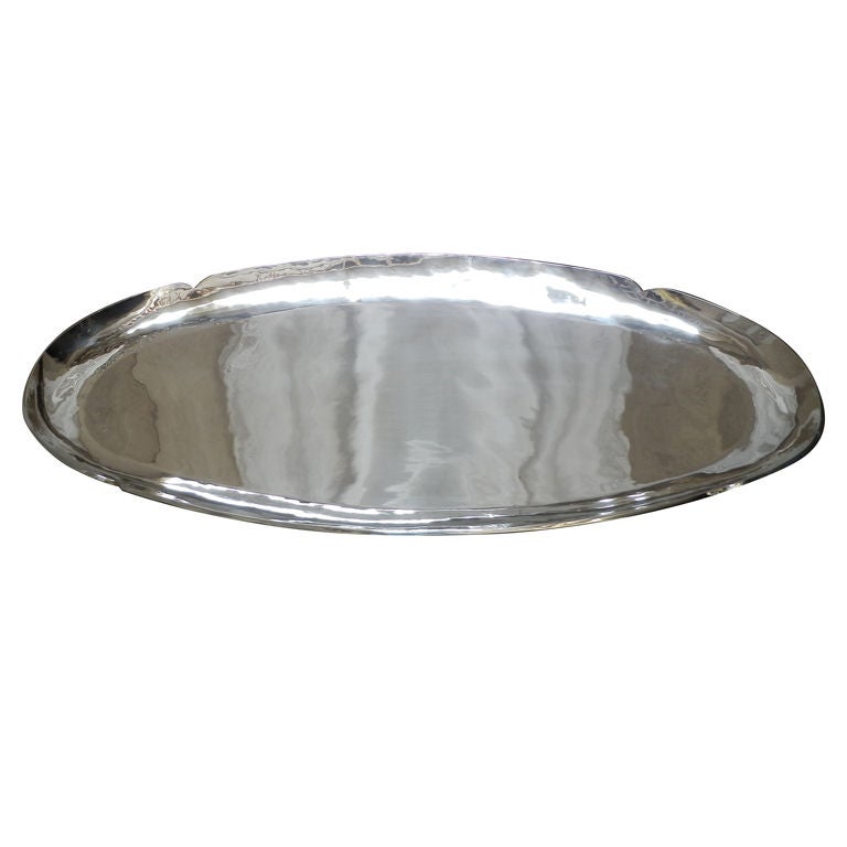 Large Oval Silver Tray For Sale at 1stDibs
