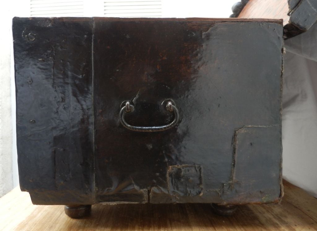 18th C Spanish Colonial Leather Covered Vargueño /Traveling Desk For Sale 5