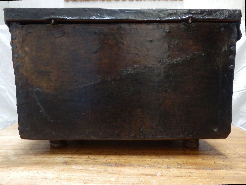18th C Spanish Colonial Leather Covered Vargueño /Traveling Desk For Sale 3