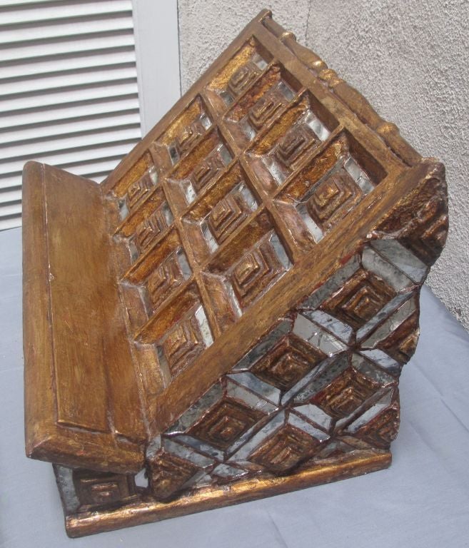 Spanish Colonial Revival Gold Leaf w/Applique Mirrors Book Stand In Excellent Condition For Sale In Nogales, AZ