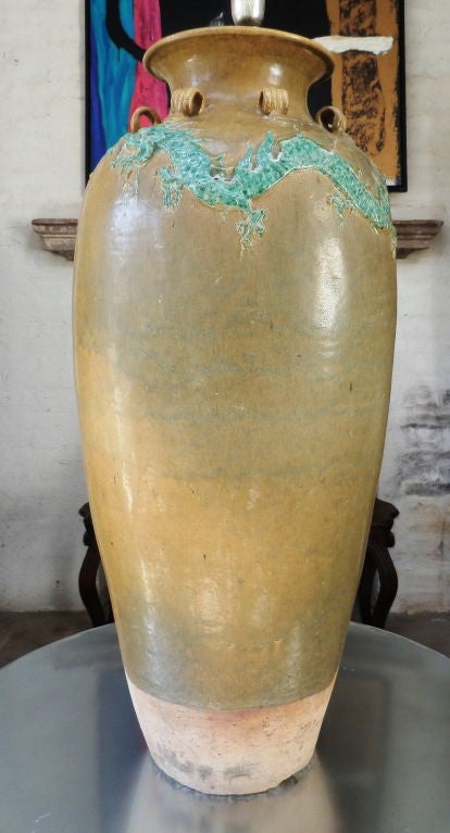 Large "Water Dragon" Motif Martaban Jar