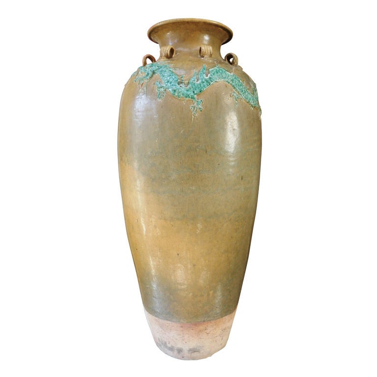 Large "Water Dragon" Motif Martaban Jar For Sale