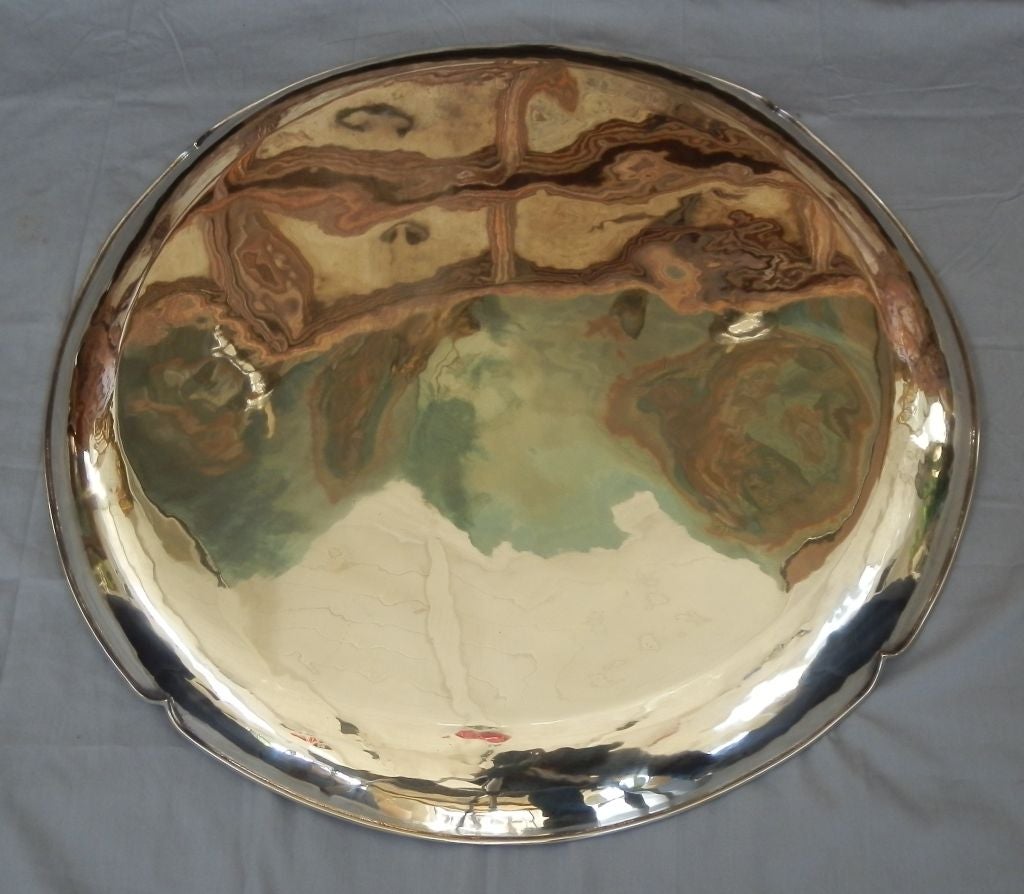 Large Round Silver Tray For Sale at 1stdibs