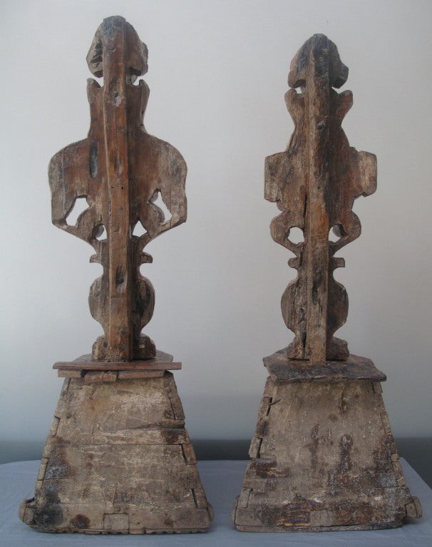 South American Pair  of XVII-XVIII c Spanish Colonial Caryatid Estipite Columns