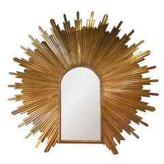 Antique Large Spanish Colonial Sunburst (Resplandor) Gilt Mirror