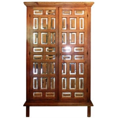 Spanish Colonial Revival Armoire w/Applique Mirrors