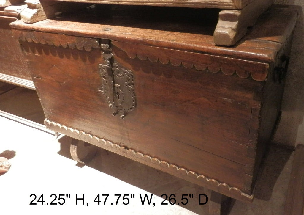 18th Century and Earlier 18th Century Spanish Colonial Walnut Trunk