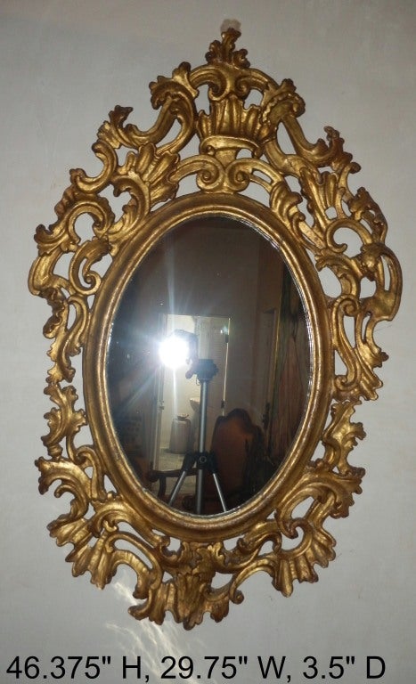 Mexican 18th Century Spanish Colonial Gilt Oval Mirror For Sale
