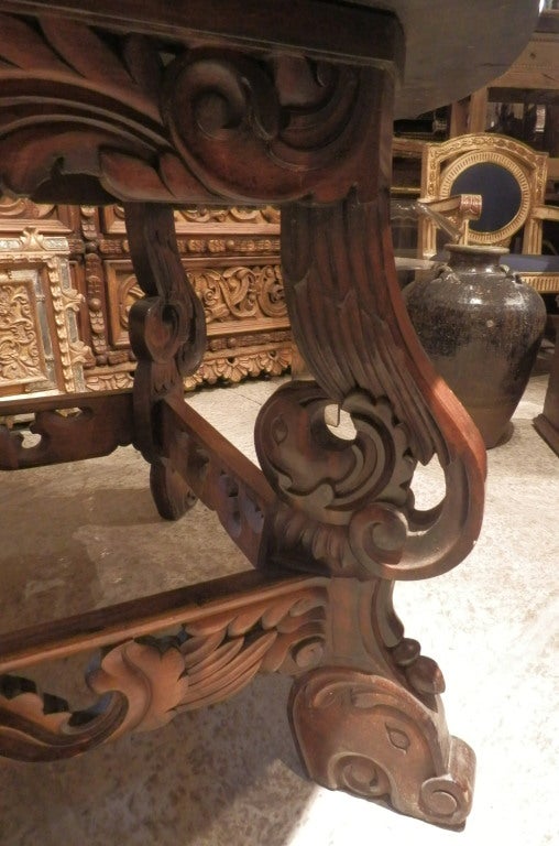 Mexican Late Spanish Colonial Round Wooden Eagle Table