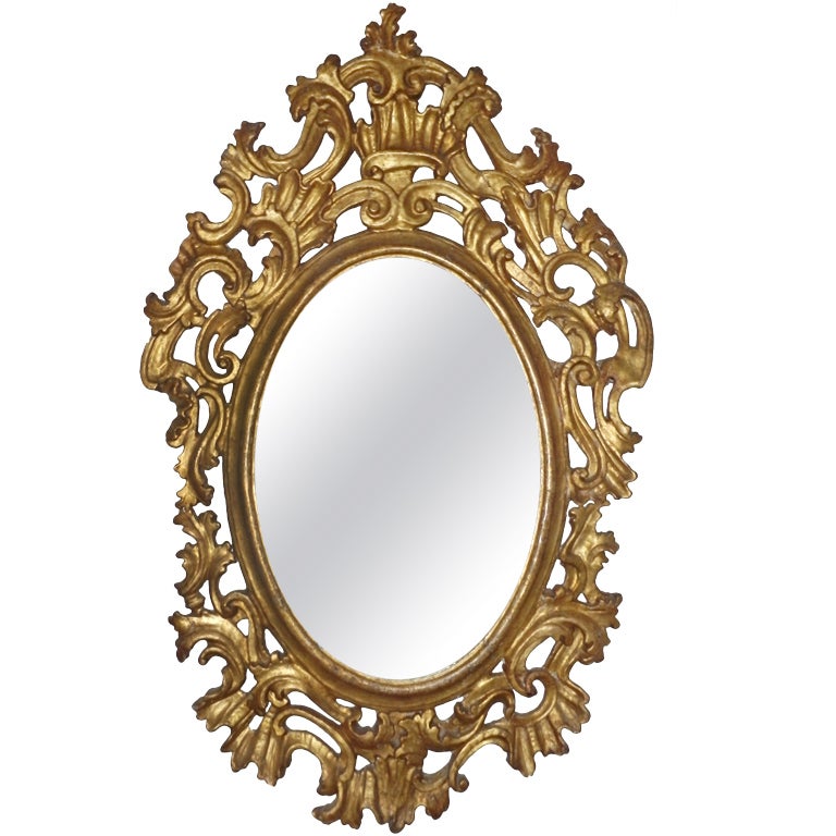 18th Century Spanish Colonial Gilt Oval Mirror For Sale