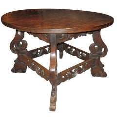 Late Spanish Colonial Round Wooden Eagle Table