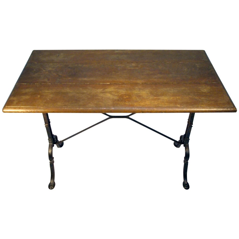 French Late 19th Century Wood Top Bistro Table