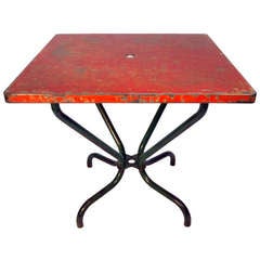 Set of French Mid-Century Square Metal Bistro Tables