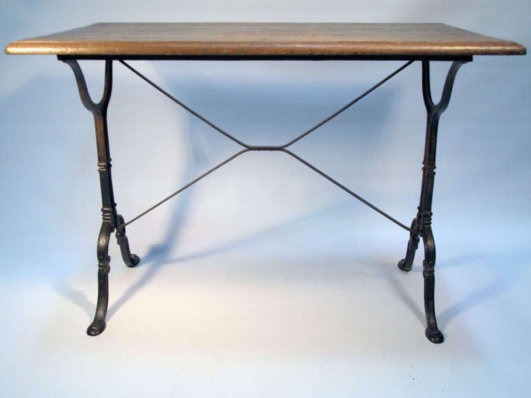 French Late 19th Century Wood Top Bistro Table In Excellent Condition In San Francisco, CA