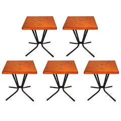 Set of French Mid 20th Century Square Metal Bistro Tables