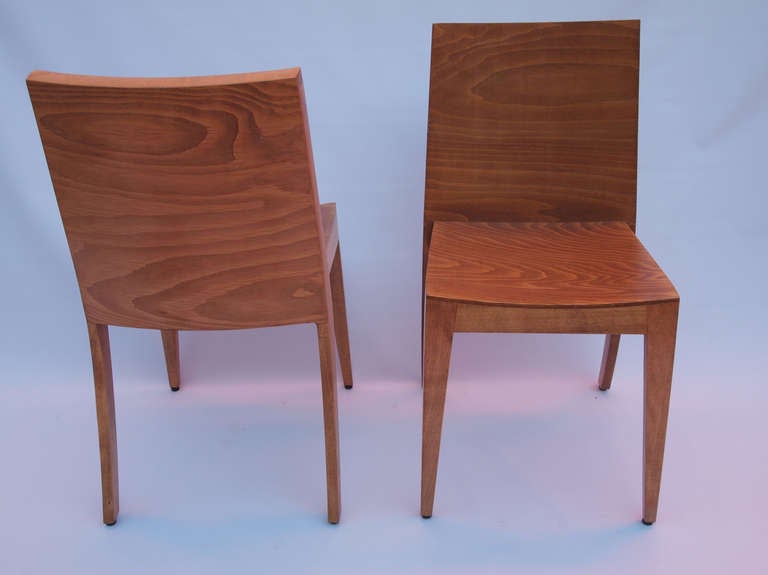 20th Century Set Of 4 French Stained Plywood & Wood Side Chairs