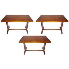 Antique Set of Two French Wood Bistro Tables