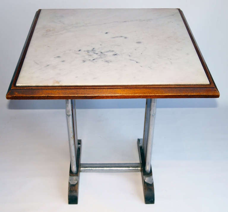 20th Century Pair of French Marble Bistro Tables