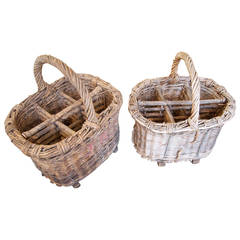 Pair of 19th c. French Basketwork Bottle Holders