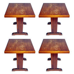 Set of 4 French Wood Bistro Tables