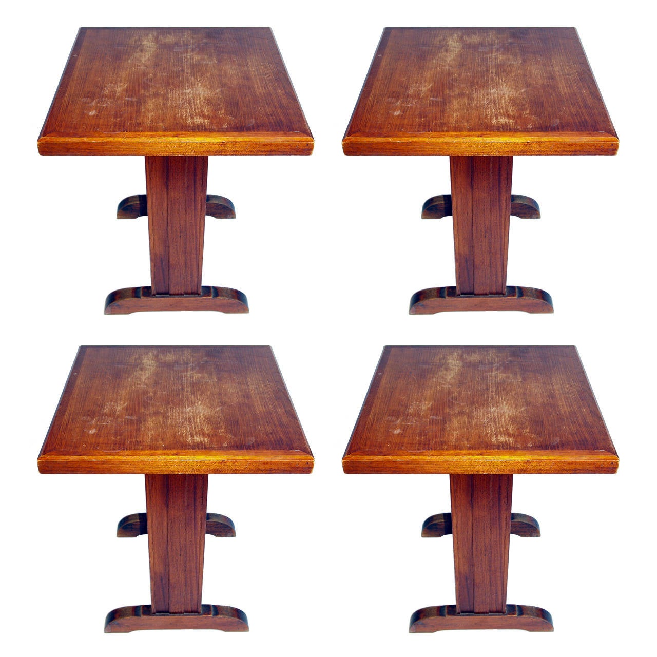 Set of 4 French Wood Bistro Tables at 1stdibs