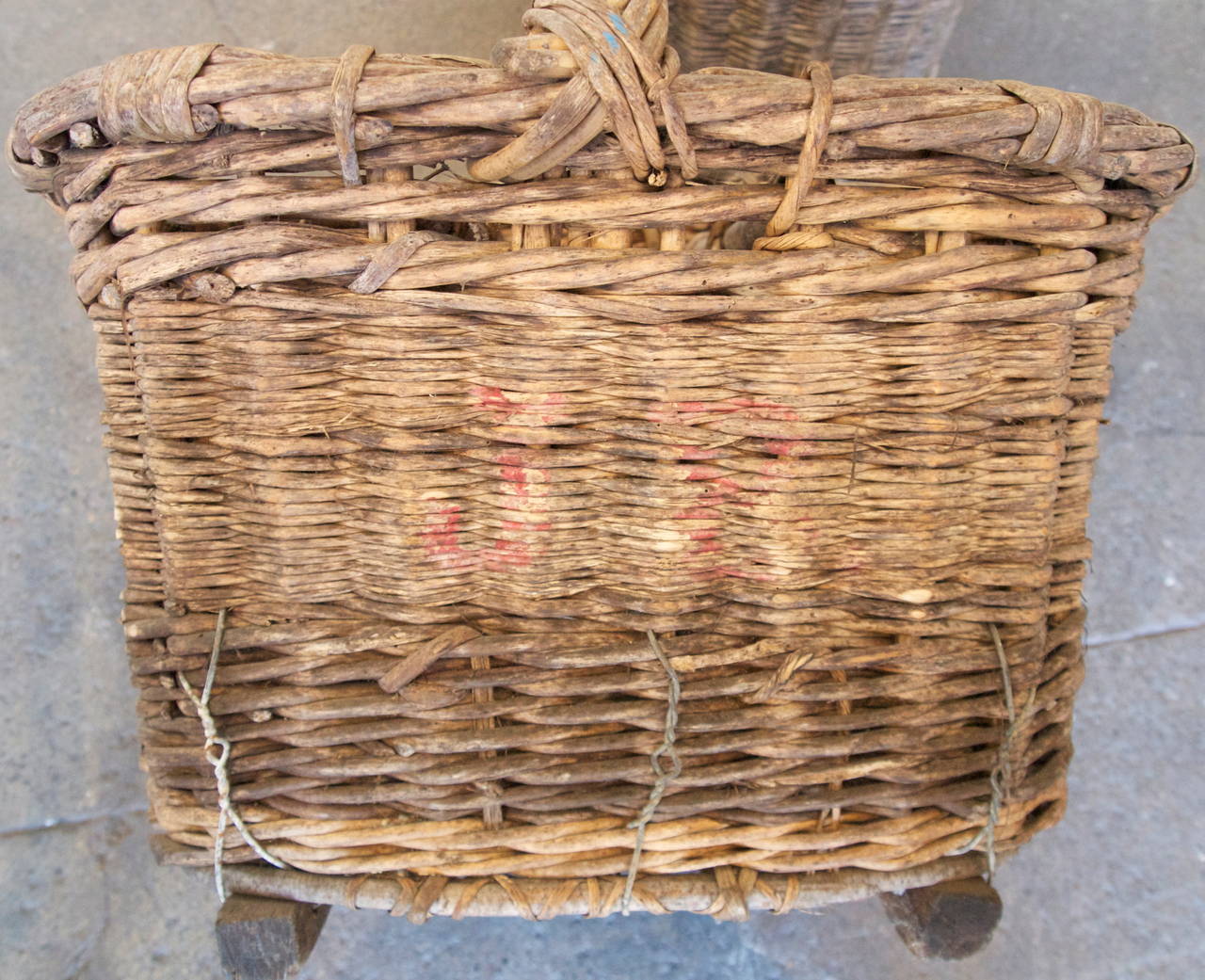 Woven Pair of 19th c. French Basketwork Bottle Holders