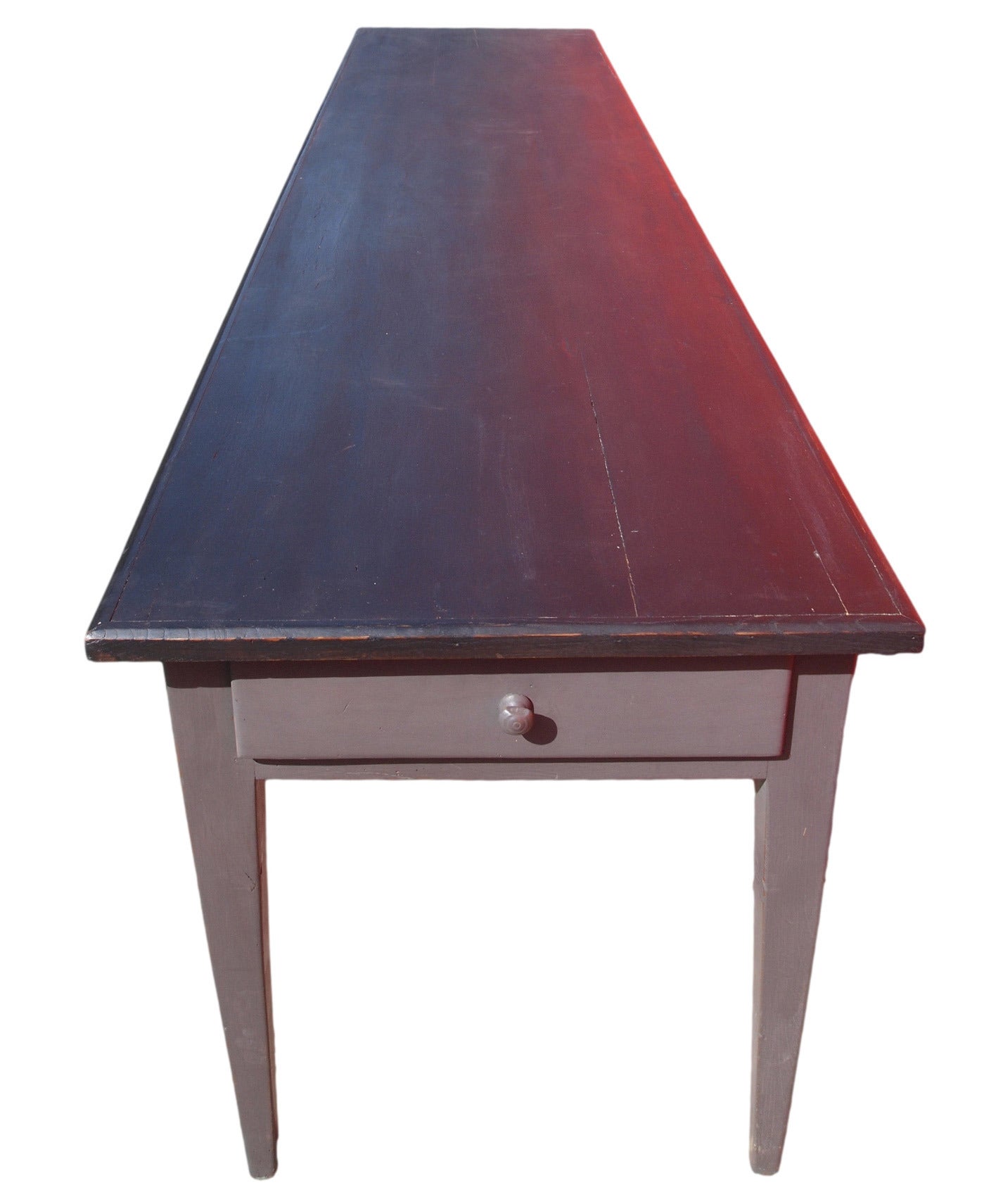 French Grey Painted Wood Long Farm Table