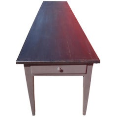 French Grey Painted Wood Long Farm Table