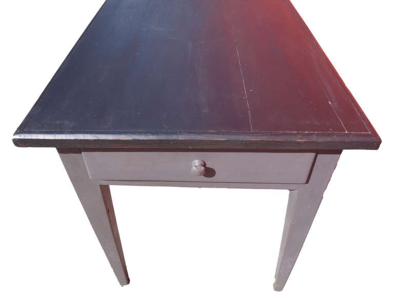 French Grey Painted Wood Long Farm Table 2