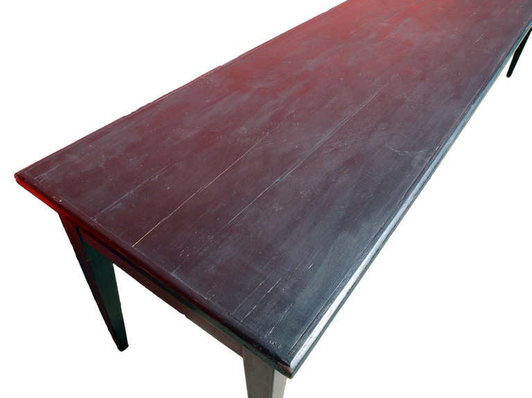 French Grey Painted Wood Long Farm Table 4