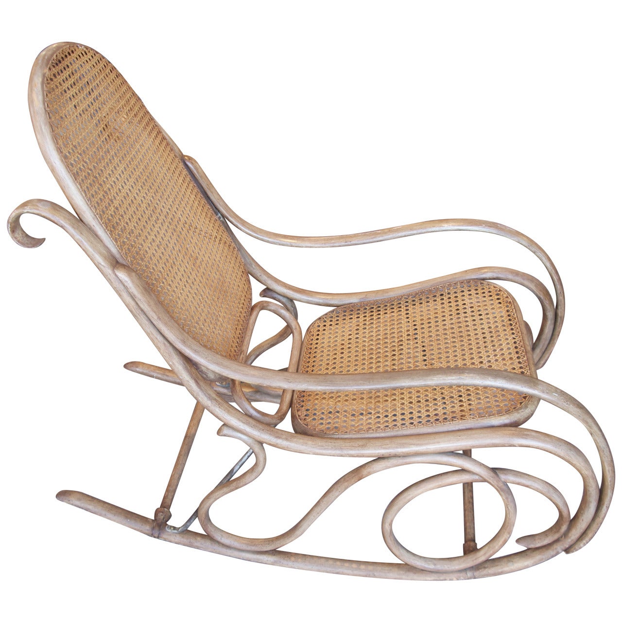 Thonet Bentwood and Caned Rocking Chair For Sale