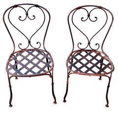 Pair of French Wrought Iron Garden Chairs