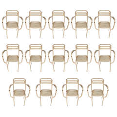 Set of 12 Ivory Painted French Bistro/Garden Armchairs