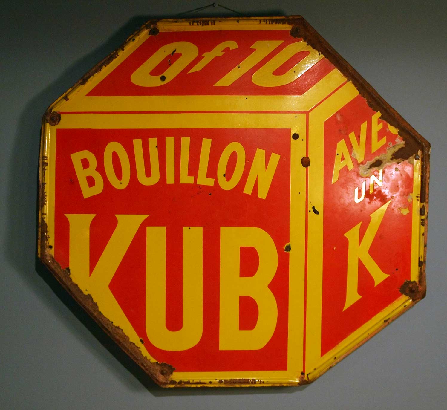 French Enamel On Metal Advertising  'Bouillon Kub'