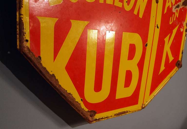 French Enamel On Metal Advertising  'Bouillon Kub' In Good Condition In San Francisco, CA
