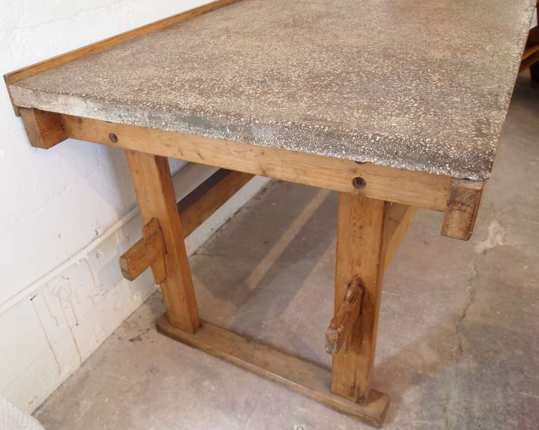 French Industrial Terrazzo Top Work Table In Good Condition For Sale In San Francisco, CA