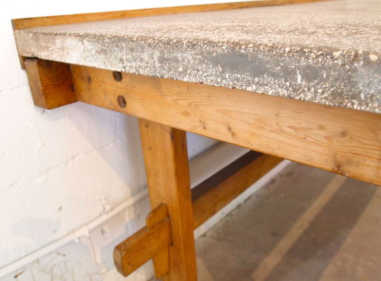 20th Century French Industrial Terrazzo Top Work Table For Sale