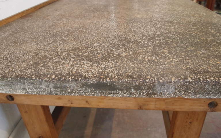 Pine French Industrial Terrazzo Top Work Table For Sale