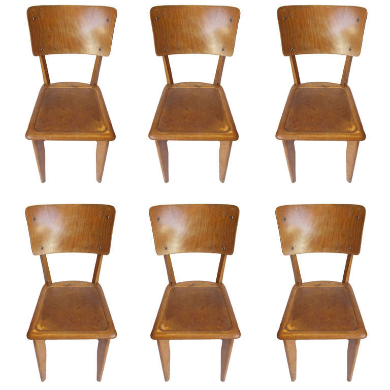 Set of 6 French Mid Century Bistro Chairs at 1stdibs