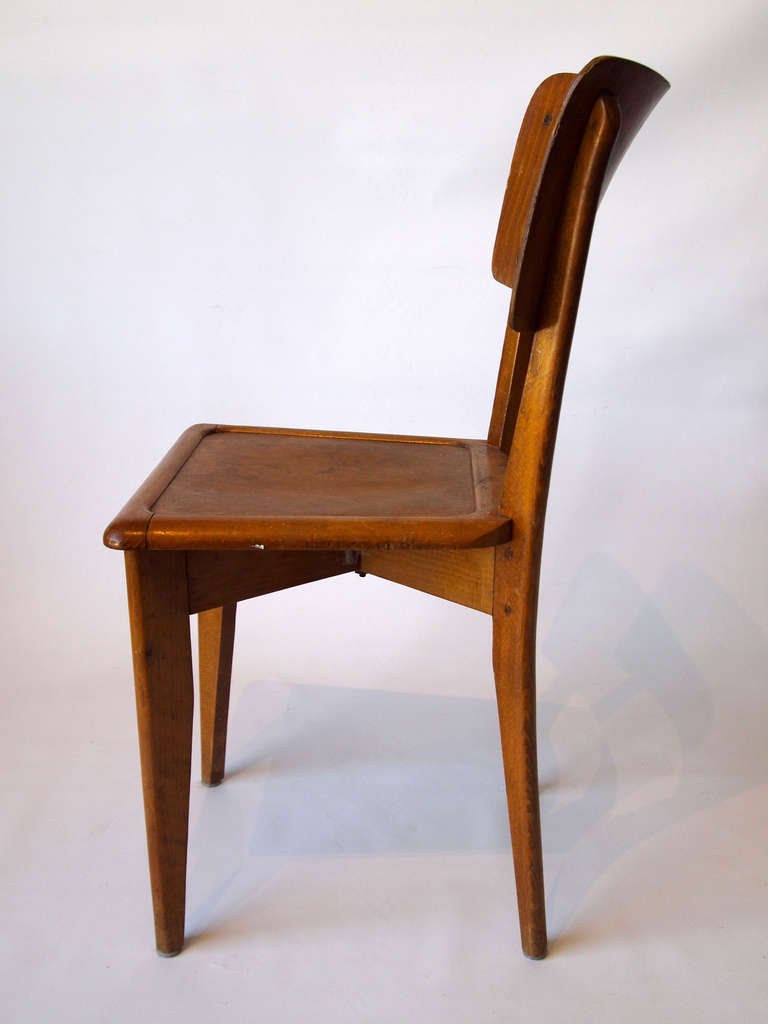 Stained Set of 6 French Mid Century Bistro Chairs